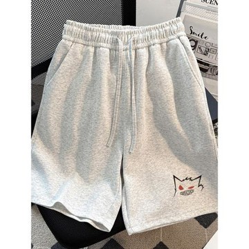 耿鬼惡魔直筒休閑短褲男士學生款夏季寬松美式高街潮牌運動五分褲