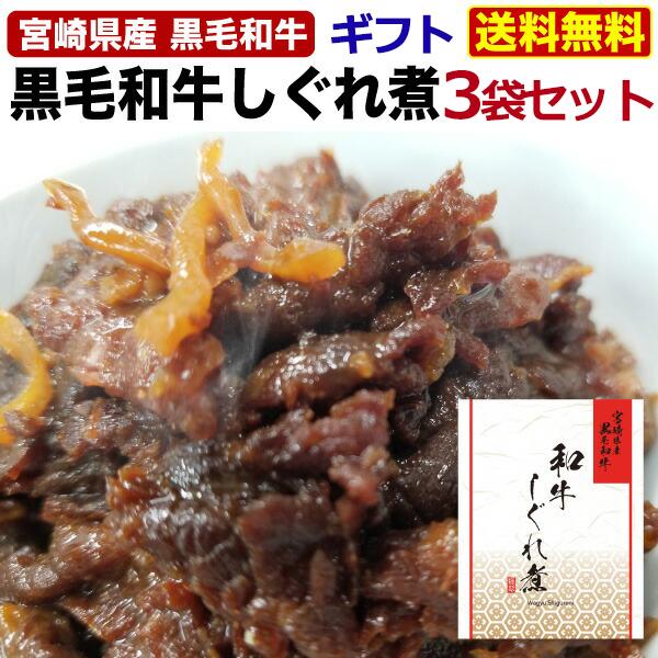 ギフト 黒毛和牛 しぐれ煮 佃煮 牛肉 宮崎県産 100g×3袋 ごはんのお供  送料無料 常温便