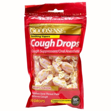 Cough Drops Cherry Sugar Free 30 Drops by Good Sense