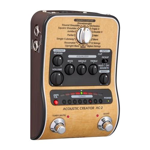 Zoom AC-2 Acoustic Creator, Acoustic DI with Tone Restoration, Tuner, Reverb, EQ, and Anti-Feedback