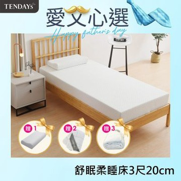 【TENDAYS】舒眠柔睡紓壓床墊3尺標準單人(20cm厚記憶床)-買床送枕