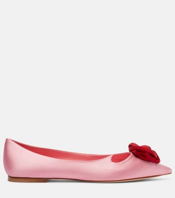 Roger Vivier I Love Viver floral-appliqué satin ballet flats