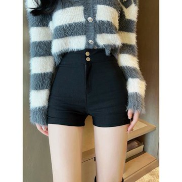 白色短褲女緊身包臀2024新款夏季打底顯瘦高腰辣妹彈力外穿直筒褲