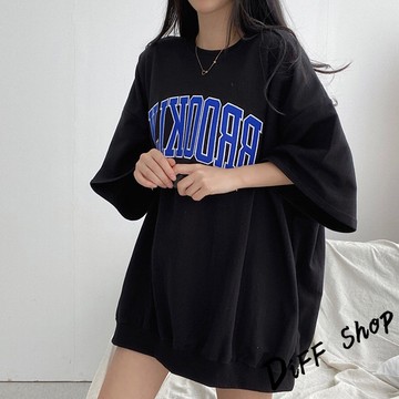 韓版字母長版短袖上衣【T642】