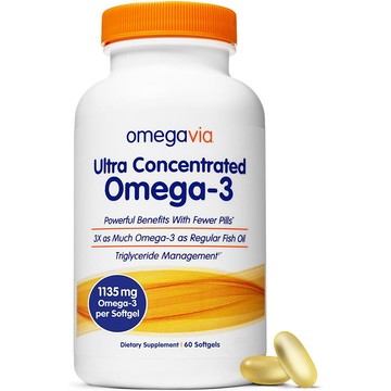 美國代購！原裝正品OmegaVia高含量濃縮Omega-3魚油1135mg*60粒