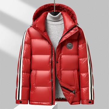 [巴黎精品] 真羽絨90%白鴨絨羽絨外套羽絨衣夾克-高充絨極寒短版連帽保暖男外套2色a1is122