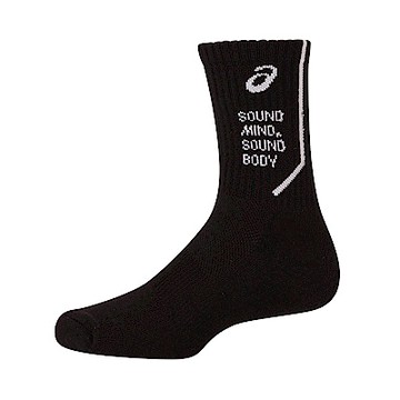 Asics [3053A119-001] 中筒襪 厚底 排球 配件 透氣 加厚 棉質 舒適 運動 休閒 亞瑟士 黑