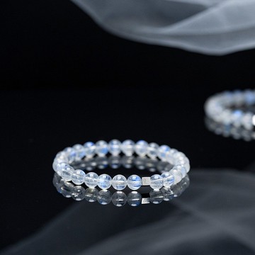 精品級透體強藍韻月光石 | 天然能量手串 | 5.5-6mm