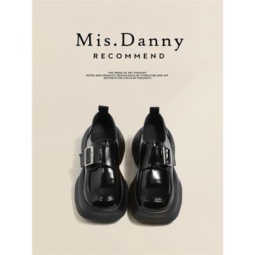 與愛私奔樂福鞋女2025新款白色真皮大頭鞋松糕厚底單鞋英倫小皮鞋