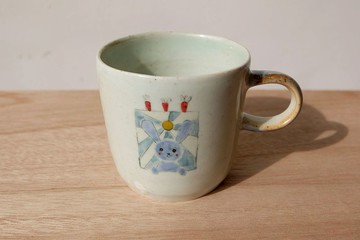 手工小兔子雙面馬克杯 瓷杯