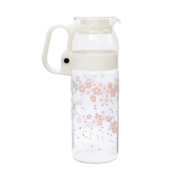 iwaki 耐熱玻璃水壺 日本認証耐熱玻璃120°C 獨特壺嘴設計 寬口徑易清洗  櫻花  1.3L  1個