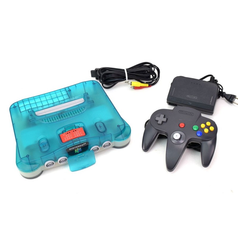 中古】 N64 ニンテンドー64 メモリー拡張パック付き クリアブルー 本体 ...