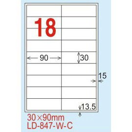 【龍德】LD-847(直角) 平光防水高解析噴墨標籤 30x90mm 20大張/包【APP滿額下單4%點數(單一帳號最高1000點)】7/31止