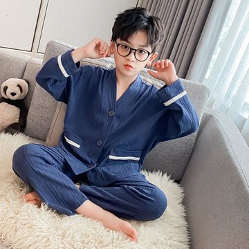 男童睡衣春秋純棉兒童家居服秋季小孩長袖空調服大童全棉套裝帥氣