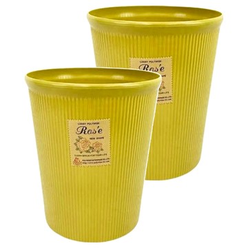 Polywise 翰庭 玫瑰紙林 垃圾桶  黃色  大(27 x 33cm)
