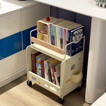 OSLE 桌下納櫃落書本邊幾書包置物架工位收納箱可移動小推車多層書架