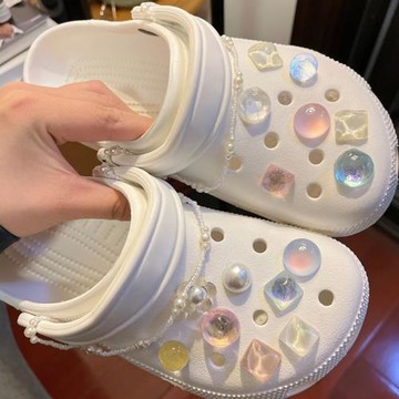 適配洞洞鞋配飾卡駱馳云朵泡芙鞋花crocs鞋扣裝飾高級感diy配件女