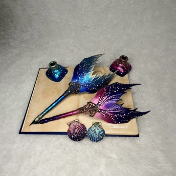 鋼珠筆,婚禮簽名筆,蘸水筆,禮物,美人魚尾,皮革筆,童話