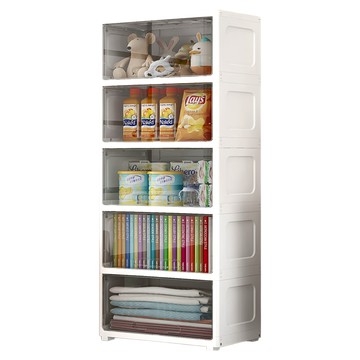 AOTTO 創意傢俱 簡約55面寬可視翻蓋五層收納櫃 環保PP材質  透黑  1個