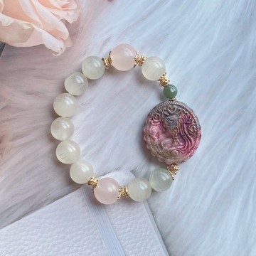 綠紋石 薔薇輝石 岫玉 月光仙子 || 招財 愛情 開運 水晶手鍊