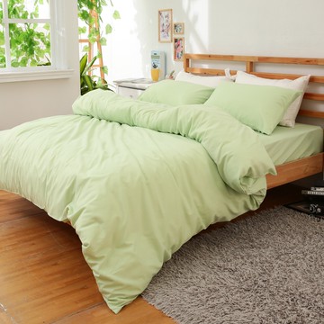 【eyah宜雅】台灣製造純彩壓花雲絲絨 單人/雙人/加大/被套 床包組 果綠
