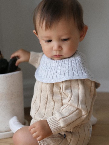 100% Pure Cotton Heritage Cable Cape Knit Bib Maternity