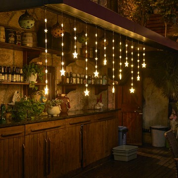 免運/可開發票 led窗簾燈星星燈生日氛圍燈網紅戶外庭院裝飾彩燈閃燈串燈滿天星 快速出貨