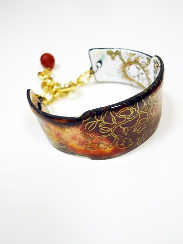 古典風琺瑯手鐲(胭脂紅)