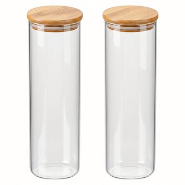 JOSIC 楠竹木蓋耐高溫玻璃杯 21 x 6.5cm 570ml  透明色  2個