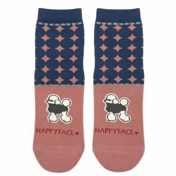 HAPPYFACE Emma Family昭和復古中筒襪 甜酷粉 (HE0191)