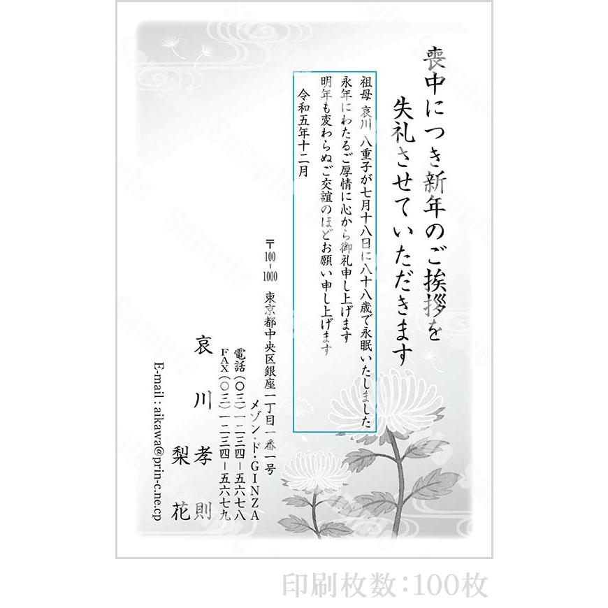 全96柄 2024年度版 喪中はがき印刷 普通郵便はがき「胡蝶蘭」 100枚 特選デザイン 62021_100 8337556