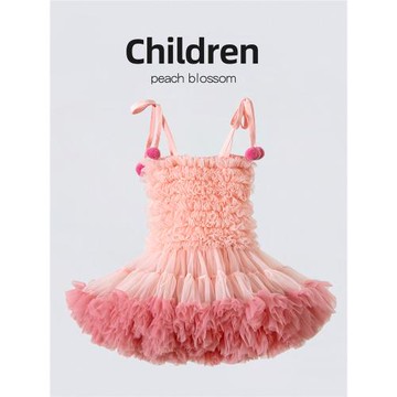 女童夏季連衣裙2026新款吊帶網紗法式tutu裙子兒童洋氣六一公主裙