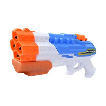 四孔水槍 44*17cm 容量約1150ML 射程約8-10公尺  藍色 + 白色 + 橘色  1把