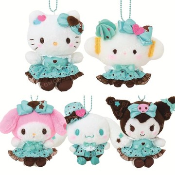 小禮堂 【限購排單】Sanrio 三麗鷗 絨毛玩偶吊飾 (薄荷巧克力) Kitty 美樂蒂 小麥粉