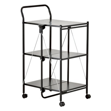 【H&R安室家】 台製快速收折三層活動餐車/置物車KC44A黑色