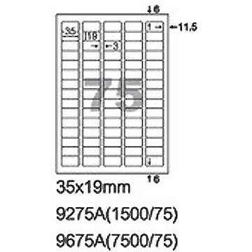 阿波羅 35x19mm 切圓角 NO.9675A 75格 A4 雷射噴墨影印自黏標籤貼紙 100大張入