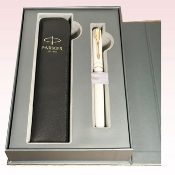 PARKER PARKER 派克 威雅XL月光白鋼珠筆 真皮筆套禮盒  可刻字