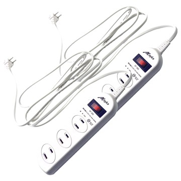 Mayka 明家 2孔1開3插延長線 L型插頭 過載自動斷電保護 AC 125V 15A 1650W SP-305  1.8m  白色  2個