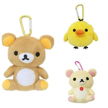 小禮堂 San-X 玩偶造型絨毛零錢包附扣環 (全身款) 拉拉熊 牛奶熊 小雞