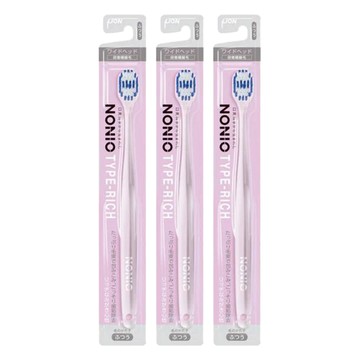 LION 獅王 NONIO 細柔按摩寬版牙刷 濃密超級細毛  1入  3支