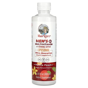 MaryRuth's, 40 歲以上男性多維生素荷爾蒙支援配方，香草桃子，15.22 液量盎司（450 毫升）