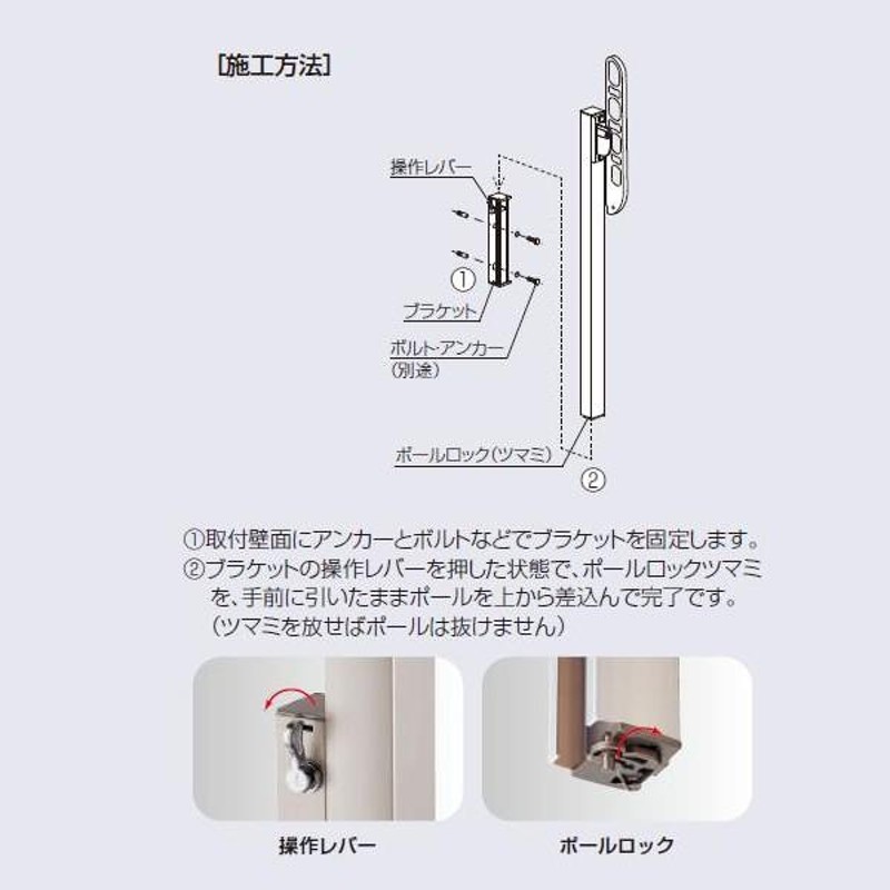 神栄ホームクリエイト バルコニー物干金物（縦収納・ポール型） ステン