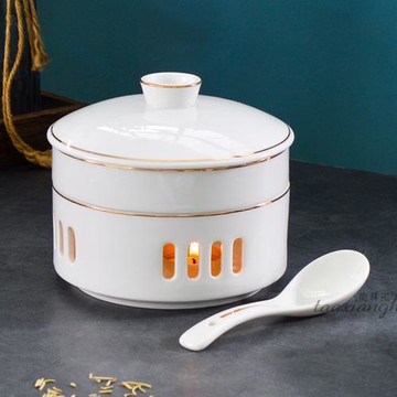 酒店會所陶瓷餐具蠟燭加熱保溫中式翅盅明爐燕窩遼參湯碗帶蓋燉盅