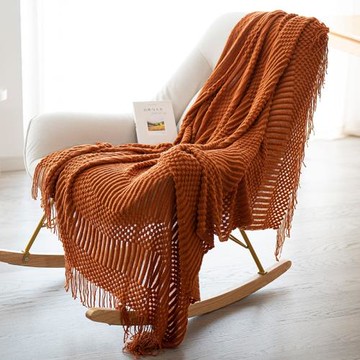 個性設計紋理純色針織毯ins北歐風辦公室午休空調毯腈綸毛線蓋毯