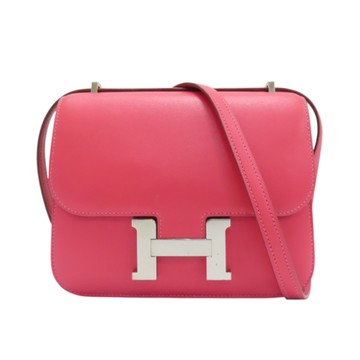 HERMES 愛馬仕【再降價】口紅粉 Swift皮革 Mini Constance 肩背包 A刻 銀扣 【二手名牌BRAND OFF】