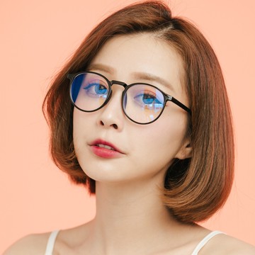 簡約造型輕量亮黑圓框UV400濾藍光眼鏡│ALEGANT