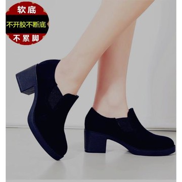 2024春季新款厚底高跟鞋中跟四季鞋軟底百搭粗跟英倫工作鞋單鞋女