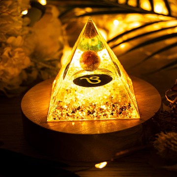 獅子座/金字塔奧根塔Orgonite奧剛/星座脈輪冥想/小夜燈/橄欖石