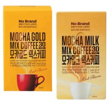 #悠西將# 韓國 No Brand 三合一咖啡 咖啡 即溶 摩卡 牛奶 金牌 3in1