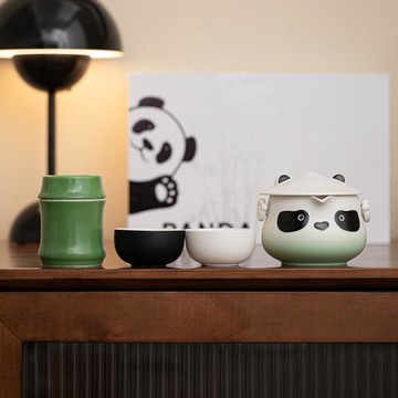 熊貓陶瓷快客創意泡茶器文創紀念品節日送朋友送客戶商務禮品套裝
